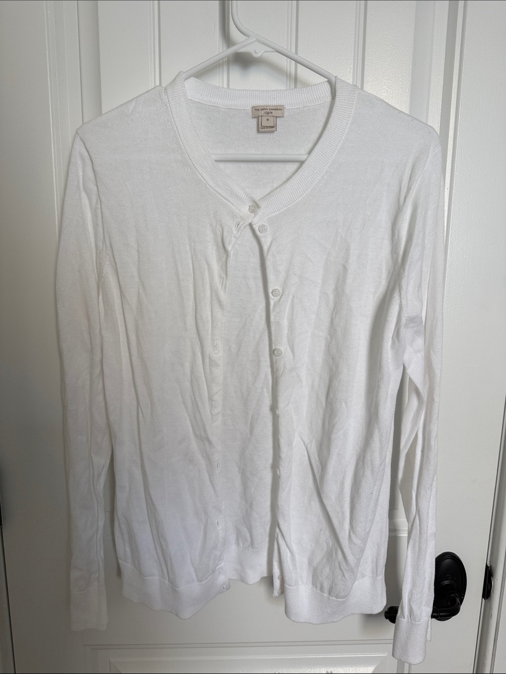 J. Crew White Lightweight Button-Up Cardigan